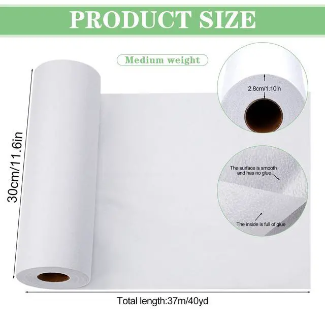 Alt view image 2 of 7 - Medium Weight 11.6" x 40 yd White Fusible Interfacing for Sewing: Iron On Non-Woven Fusible Interfacing One-Sided Interfacing Fabric for Sewing DIY Craft Quilting
