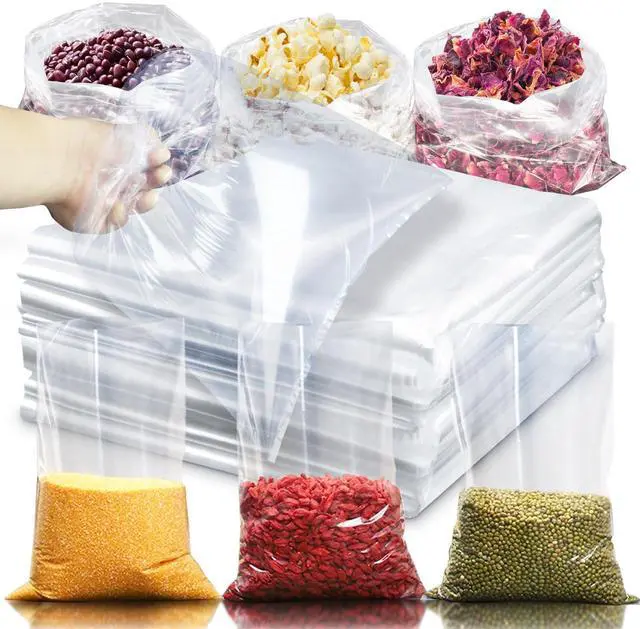 Main image of 100 Pack 12 x 15 inch 1 Mil Clear Plastic Flat Poly Bags, Clothing Merchandise Bags, for Food, Bread, Dough, Clothes Packaging, Storage, Gift Bag