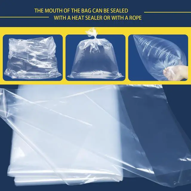 Alt view image 4 of 7 - 100 Pack 12 x 15 inch 1 Mil Clear Plastic Flat Poly Bags, Clothing Merchandise Bags, for Food, Bread, Dough, Clothes Packaging, Storage, Gift Bag