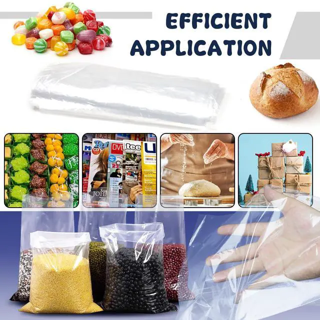 Alt view image 5 of 7 - 100 Pack 12 x 15 inch 1 Mil Clear Plastic Flat Poly Bags, Clothing Merchandise Bags, for Food, Bread, Dough, Clothes Packaging, Storage, Gift Bag
