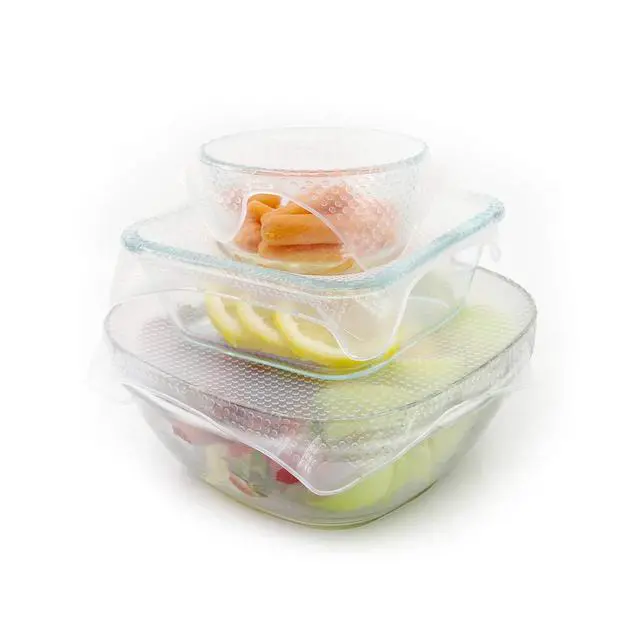 Alt view image 2 of 5 - Microwave-Safe Silicone Food Wrap, Flexible and Reusable Wraps for Food, BPA-Free and Long-Lasting Food Wrap, Bowl Cover, Available in Different Sizes, Pack of 3