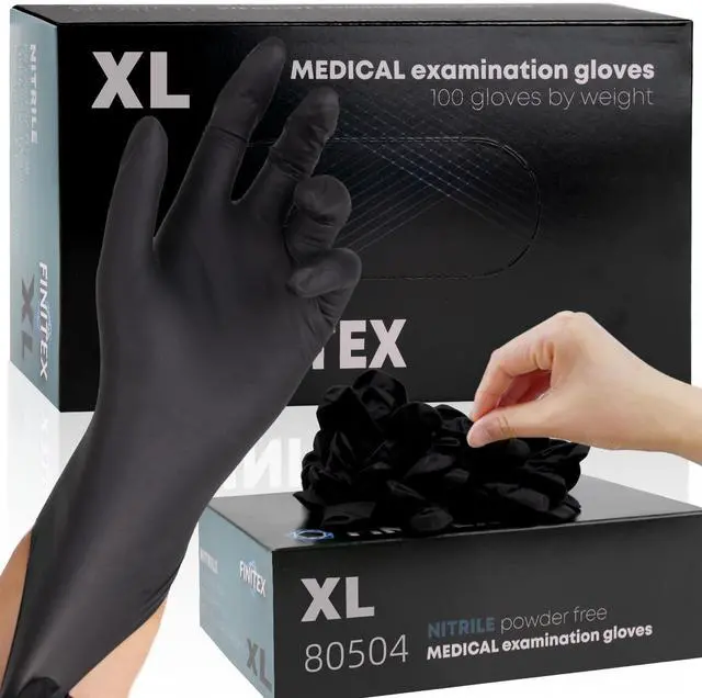 Main image of Black Nitrile Disposable Gloves, 5mil, Powder/Latex-Free, Medical Exam 100 PCS For Examination Home Cleaning Food Glove (X-Large)
