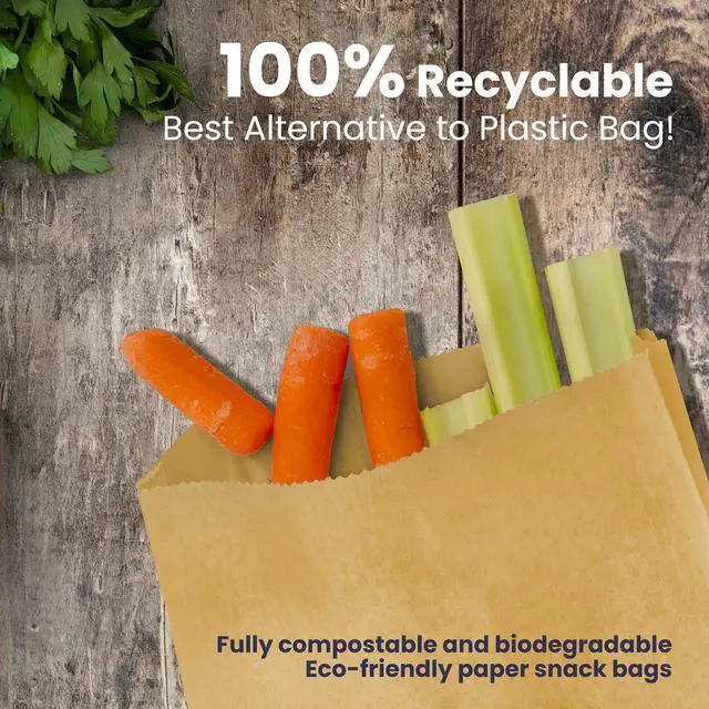Alt view image 4 of 7 - 200 Pack Paper Sandwich Bags 7 x 6, Greaseproof Snack Bags, Unbleached Pastry Bag, Recyclable Small Brown Paper Bags, Cookie Sleeves, Food Packing for Bakery, Donuts, Bagels