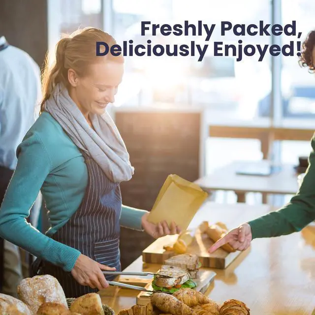 Alt view image 7 of 7 - 200 Pack Paper Sandwich Bags 7 x 6, Greaseproof Snack Bags, Unbleached Pastry Bag, Recyclable Small Brown Paper Bags, Cookie Sleeves, Food Packing for Bakery, Donuts, Bagels