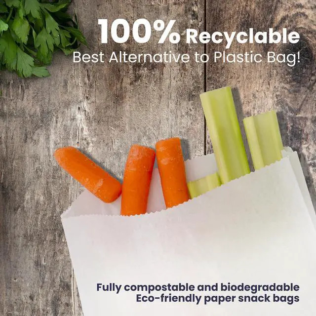Alt view image 4 of 7 - 300 Pack Paper Sandwich Bags 7 x 6, Greaseproof Snack Bags, Food Grade Pastry Bag, Recyclable Small Paper Bags, Cookie Sleeves, Food Packaging for Bakery, Donuts