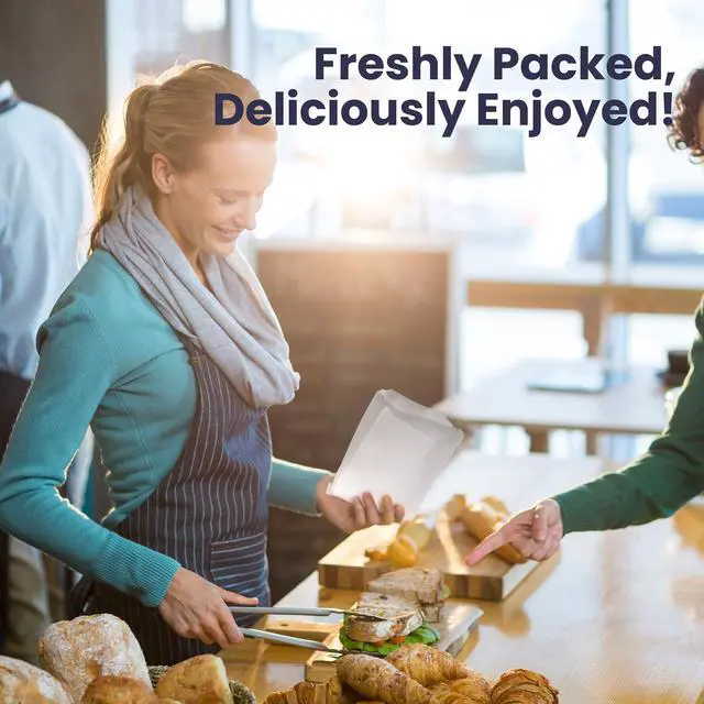 Alt view image 7 of 7 - 300 Pack Paper Sandwich Bags 7 x 6, Greaseproof Snack Bags, Food Grade Pastry Bag, Recyclable Small Paper Bags, Cookie Sleeves, Food Packaging for Bakery, Donuts