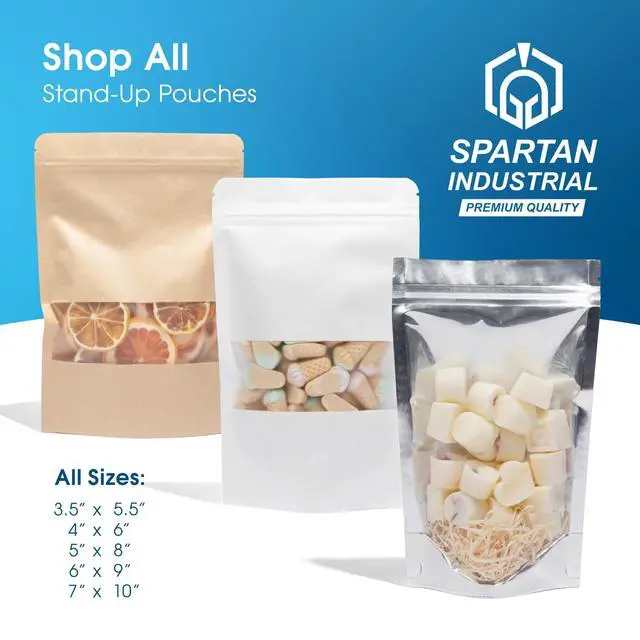 Alt view image 7 of 7 - 5" X 8" Kraft Zip Top Food Storage Bags - Pack of 100 Smell-Proof Resealable Pouches for Packaging Coffee, Tea, Spices, Snacks, and More