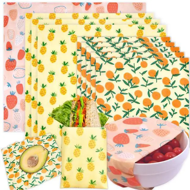 Main image of Reusable Beeswax Wrap - 9 Pack Beeswax Wraps for Food, Eco-Friendly Beeswax Food Wraps, Bread Sandwich Food Wrap - Organic, Sustainable, Zero Waste, Plastic-Free Food Storage, 1XL, 3M, 5S