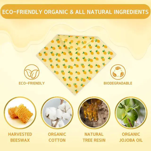 Alt view image 3 of 6 - Reusable Beeswax Wrap - 9 Pack Beeswax Wraps for Food, Eco-Friendly Beeswax Food Wraps, Bread Sandwich Food Wrap - Organic, Sustainable, Zero Waste, Plastic-Free Food Storage, 1XL, 3M, 5S