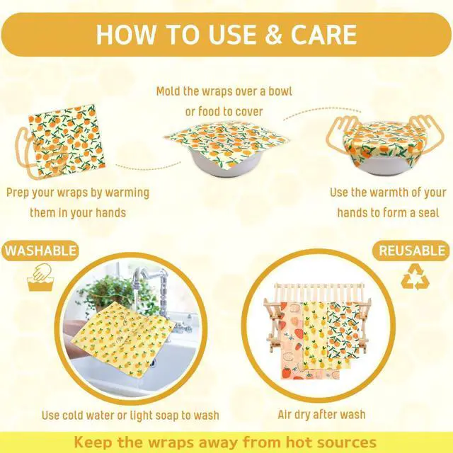Alt view image 4 of 6 - Reusable Beeswax Wrap - 9 Pack Beeswax Wraps for Food, Eco-Friendly Beeswax Food Wraps, Bread Sandwich Food Wrap - Organic, Sustainable, Zero Waste, Plastic-Free Food Storage, 1XL, 3M, 5S