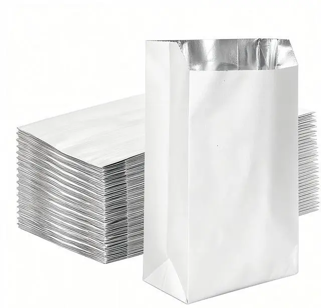 Main image of 100 Pack Foil Sandwich Wrap, 8.26"x4.7" Insulated Hot Dog Bag, Grease Resistance Paper Foil Hamburgers Bags for Breakfast Lunch, Fast Food, Food Truck, Serving, BBQ (white)