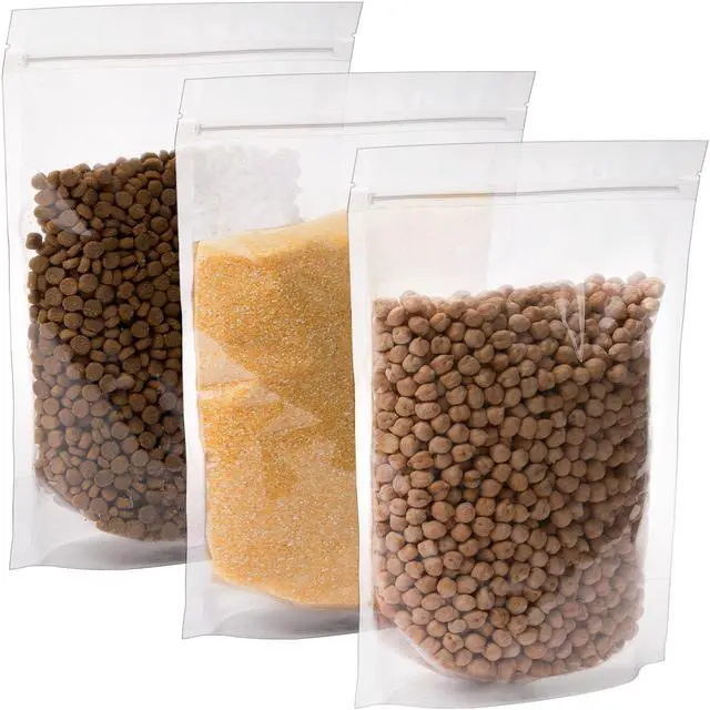 Main image of 100 Ct 7 x 10.25 Inch Clear Stand Up Food Pouch Bags with Resealable Lock Seal Zipper, Heat Sealable Packaging Bags for Food Storage