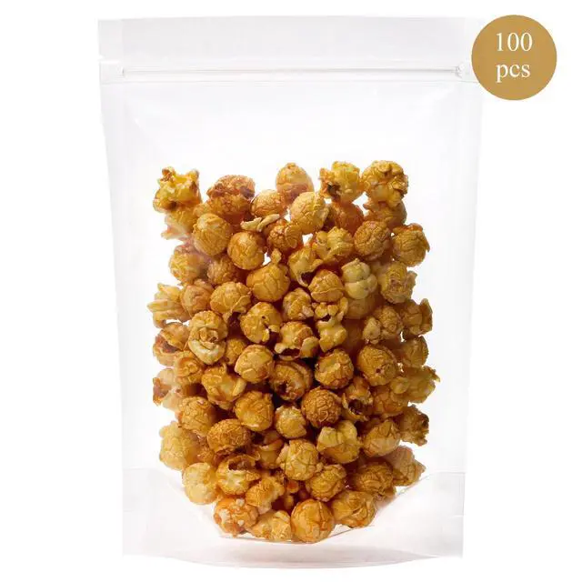 Alt view image 4 of 7 - 100 Ct 7 x 10.25 Inch Clear Stand Up Food Pouch Bags with Resealable Lock Seal Zipper, Heat Sealable Packaging Bags for Food Storage