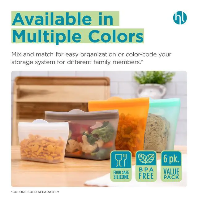 Alt view image 7 of 7 - Reusable Snack Bags - Set of 6 Clear Silicone Freezer Bags, Airtight Leak Resistant Reusable Zip Bags for Kitchen Home Food Prep, Microwave & Sous Vide Safe