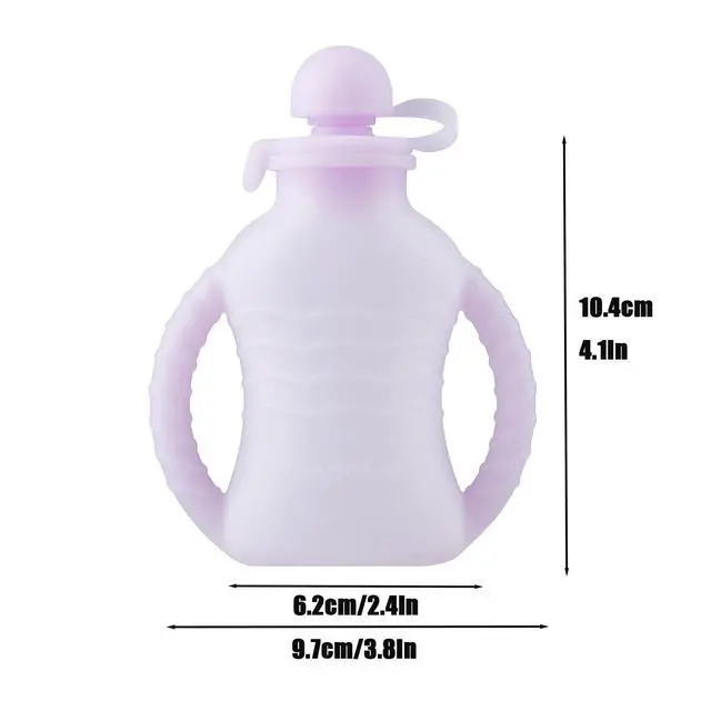 Alt view image 5 of 7 - 3 Pack Reusable Silicone Baby Food Pouches with 3 Puree Feeder Spoons & Funnel | 4oz Toddler Food Storage Pouch with Handle | BPA-Free Baby Squeeze Pouches for Homemade Purees