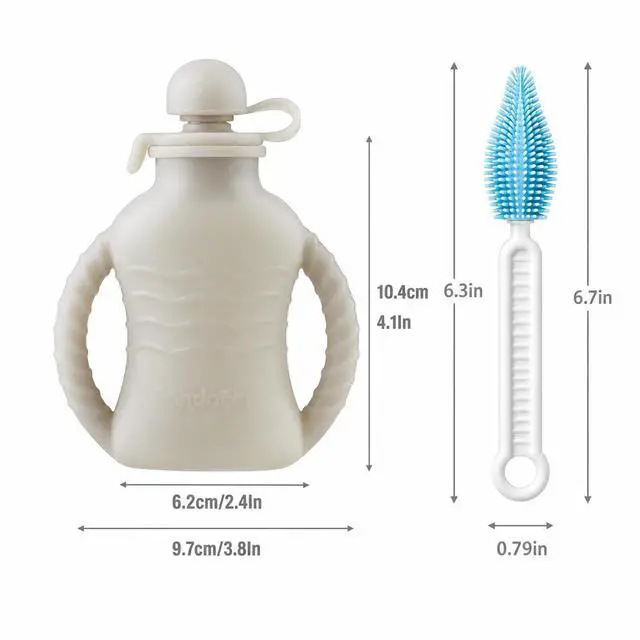 Alt view image 4 of 7 - 4 Pack Reusable Baby Food Pouches with Double Handles, Silicone Portable Pouches for Toddlers, Refillable 4oz Food Storage Bags for Puree, Yogurt, Smoothies - Includes Collapsible Funnel