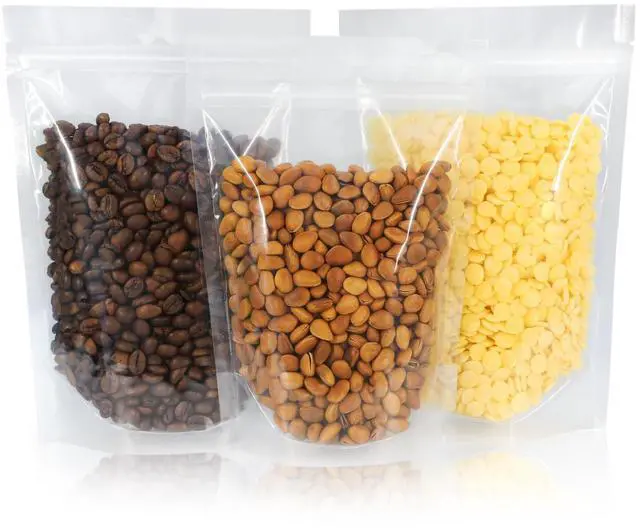 Main image of 100 PCS Resealable Bags, 5.9x8.6 Inch Clear Stand Up Pouch Bags, Zipper Lock Food Storage Bags for Packaging Treat, Candy, Snack, Spices, Herbs and Pet Food