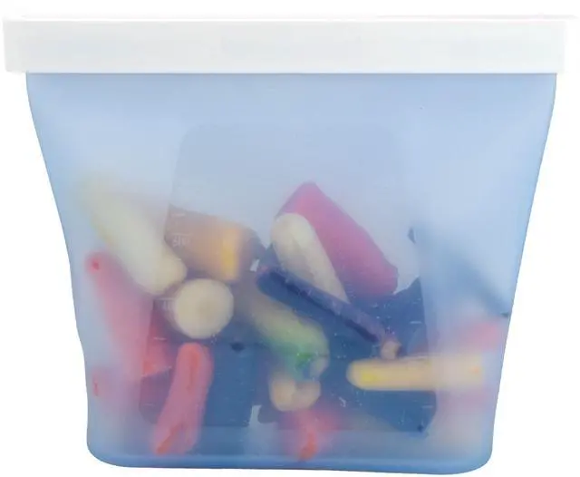 Main image of GoPouch - Flexible Food Storage Container, Quick-Seal, Reusable Pouches, Leak Proof Bag with Slide-Lock Closure System, Blue, Medium