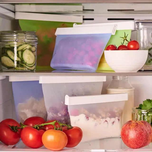 Alt view image 7 of 7 - GoPouch - Flexible Food Storage Container, Quick-Seal, Reusable Pouches, Leak Proof Bag with Slide-Lock Closure System, Blue, Medium