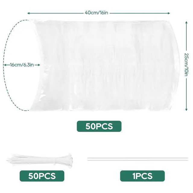Alt view image 2 of 6 - 50 Pcs Poultry Shrink Bags, 10x16 Inch Chicken Shrink Wrap Bags, BPA/BPS Free Heat Shrink Bag for Food Storage and Keeping Fresh, Include Silicone Straw and 50 Zip Ties