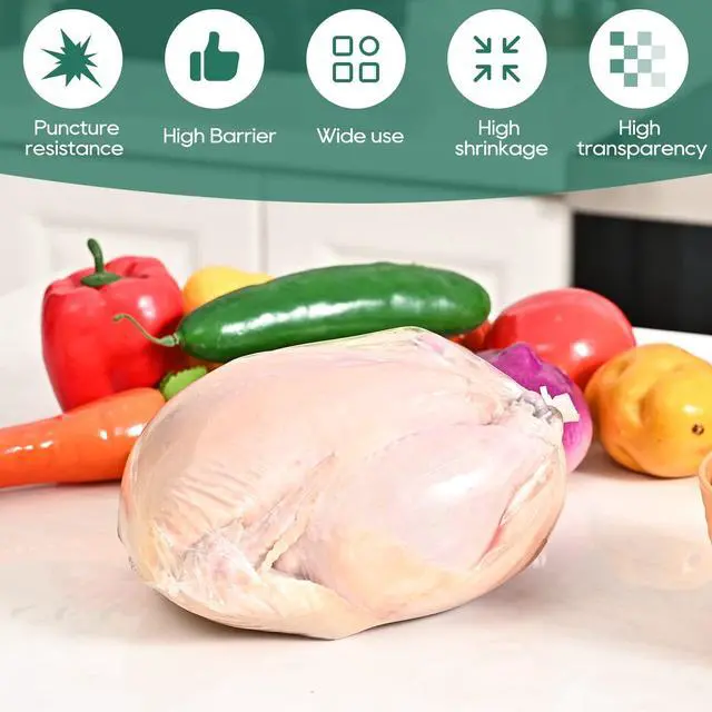 Alt view image 3 of 6 - 50 Pcs Poultry Shrink Bags, 10x16 Inch Chicken Shrink Wrap Bags, BPA/BPS Free Heat Shrink Bag for Food Storage and Keeping Fresh, Include Silicone Straw and 50 Zip Ties
