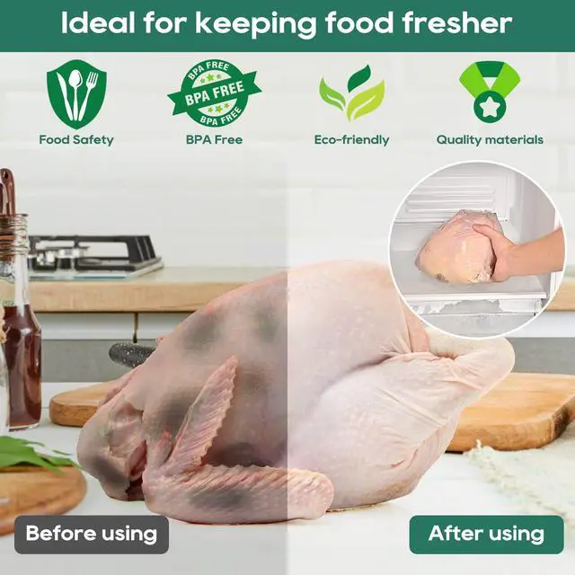 Alt view image 4 of 6 - 50 Pcs Poultry Shrink Bags, 10x16 Inch Chicken Shrink Wrap Bags, BPA/BPS Free Heat Shrink Bag for Food Storage and Keeping Fresh, Include Silicone Straw and 50 Zip Ties