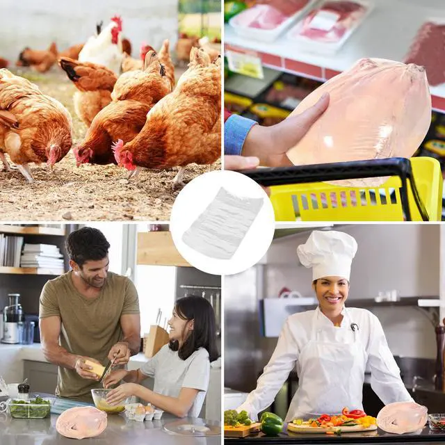 Alt view image 5 of 6 - 50 Pcs Poultry Shrink Bags, 10x16 Inch Chicken Shrink Wrap Bags, BPA/BPS Free Heat Shrink Bag for Food Storage and Keeping Fresh, Include Silicone Straw and 50 Zip Ties