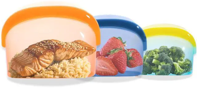 Main image of Reusable Silicone Food Storage Bags (3-Pack) | Stand-Up Wide Bottom Leakproof Silicone Freezer Bags | BPA-Free Microwave & Dishwasher Safe | Eco-Friendly Airtight Snack & Meal Prep Bags