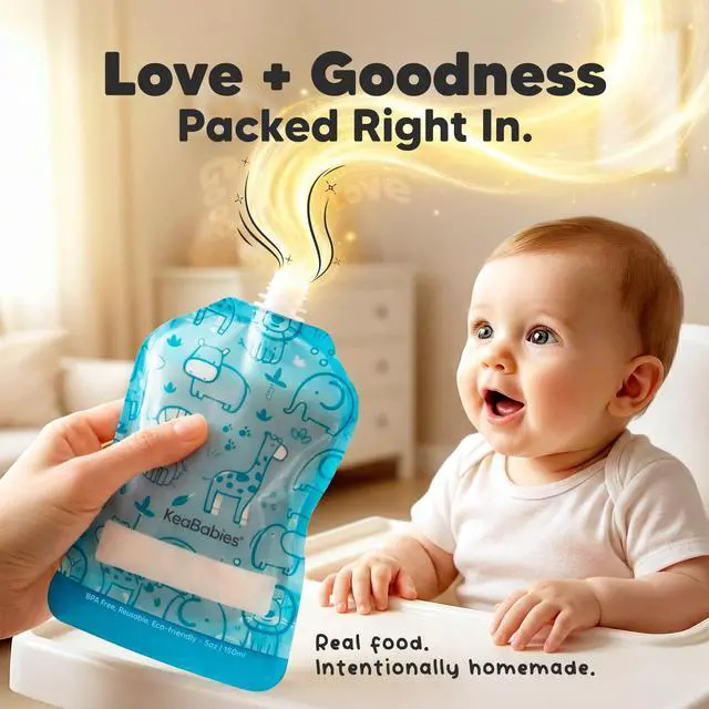 Alt view image 2 of 7 - 12-Pack Reusable Baby Food Pouches Refillable 5oz Reusable Pouches for Toddlers, Kids Squeezable Yogurt, Apple Sauce, Fruit Smoothie, Baby Puree Container, Homemade Baby Food Essentials (Little Zoo)