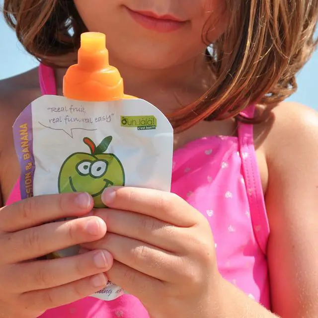 Alt view image 4 of 7 - SoftSip Food Pouch Top | Baby Led Weaning | No Spill Flow Control Valve, Protects Childs Mouth, 100% Silicone, BPA Free | 2CT Yellow Pink Swirl