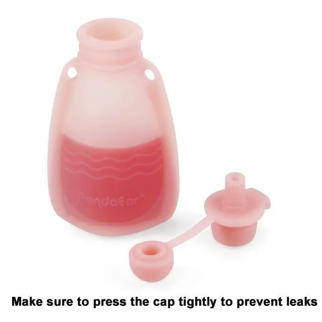 Alt view image 7 of 7 - Reusable Silicone Baby Food Pouches, 4 Pack Squeeze Pouches for Toddler Kids, BPA-Free Silicone Refillable Baby Food Storage, 5 oz