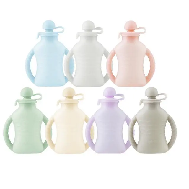 Alt view image 5 of 7 - 7-Pack Reusable Silicone Baby Food Pouches with Handles, 4oz Refillable Portable Pouches for Toddlers & Infants, BPA-Free Self-Feeding Yogurt & Smoothie Bags, Includes 2 Funnels