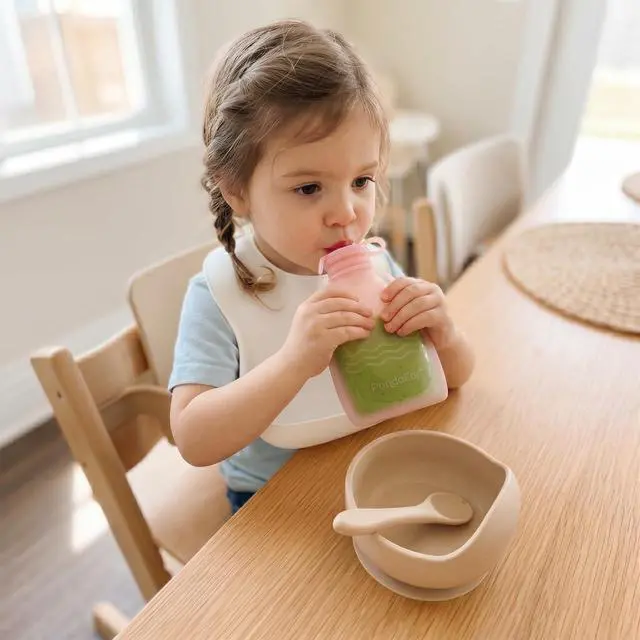 Alt view image 2 of 7 - Reusable Silicone Baby Food Pouches, 7 Pack Squeeze Pouches for Toddler Kids, BPA-Free Silicone Refillable Baby Food Storage, 5 oz /150 ml