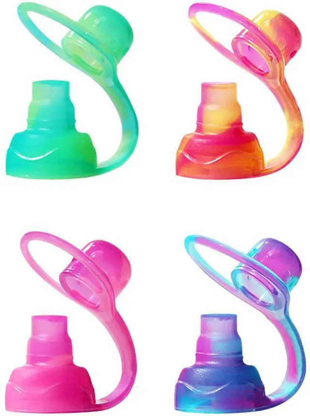 Main image of SoftSip Food Pouch Top | Baby Led Weaning | No Spill Flow Control Valve, Protects Childs Mouth, 100% Silicone, BPA Free | Swirl Colors, 4 CT