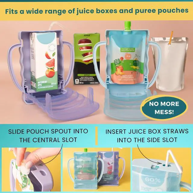 Alt view image 4 of 7 - Sip Wiz - Baby Pouch Holder No Squeeze Pouch Food Pouches & Juice Box Holder - Anti-Squeeze Yogurt Pouch Reusable Toddler Essentials 2 Pack
