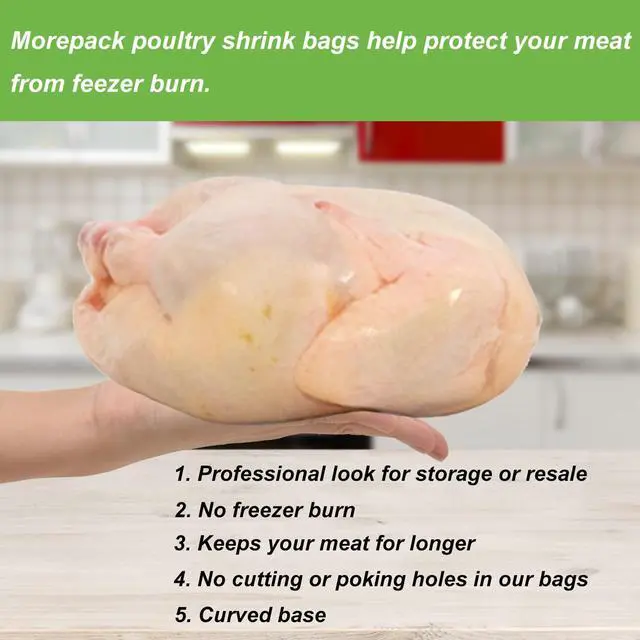 Alt view image 3 of 7 - Poultry Shrink Bags,30 Pack 13x18Inches Clear Poultry Heat Shrink Wrap Freezer With 30 Zip Ties,a Silicone Straw for Chickens,Rabbits