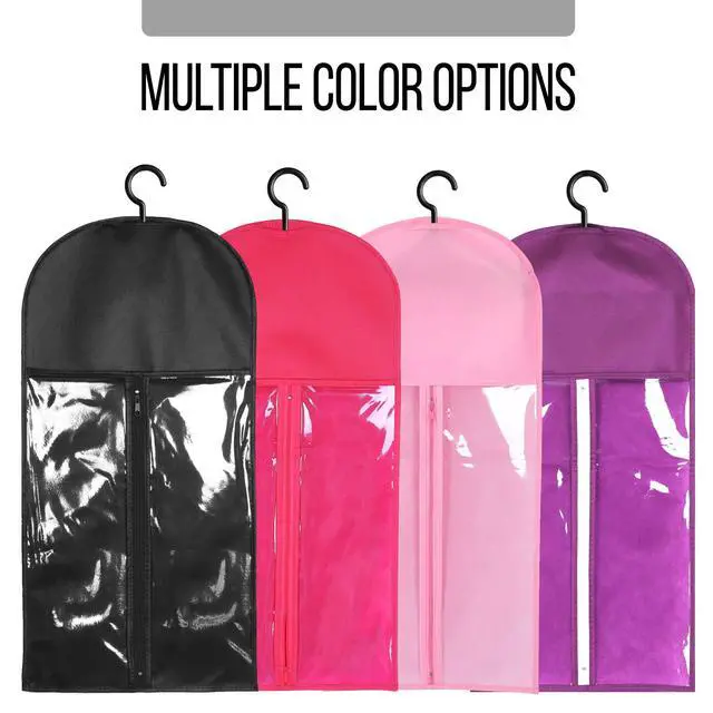 Alt view image 6 of 7 - 3PCS Hair Extension Holder Wig Storage Bags with Hanger Wig Holder for Multiple Wigs Hanger Dust-proof Storage Organizer with Hook Hair Extensions, wigs & accessories (Black)