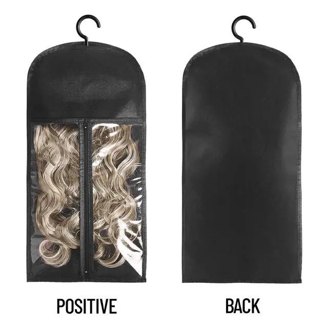 Alt view image 3 of 7 - 2PCS Hair Extension Holder Wig Stand & Organizer - Hanger & Bag for Multiple Wigs (Black)