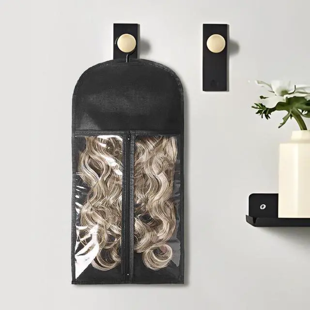 Alt view image 7 of 7 - 2PCS Hair Extension Holder Wig Stand & Organizer - Hanger & Bag for Multiple Wigs (Black)