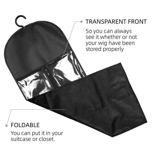 Alt view image 5 of 7 - 2PCS Hair Extension Holder Wig Stand & Organizer - Hanger & Bag for Multiple Wigs (Black)