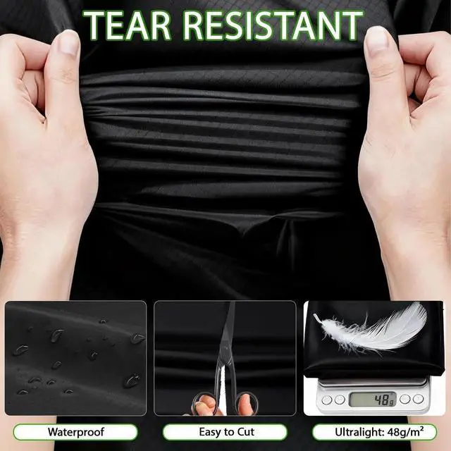 Alt view image 2 of 7 - E Fabric, Black Waterproof Ripstop Nylon Fabric 40D, 60x39 Inches, Lightweight, PU Coating, Airtight Fabric for Kite, Tent, Flag, Bag, Tarp Cover, DIY Project