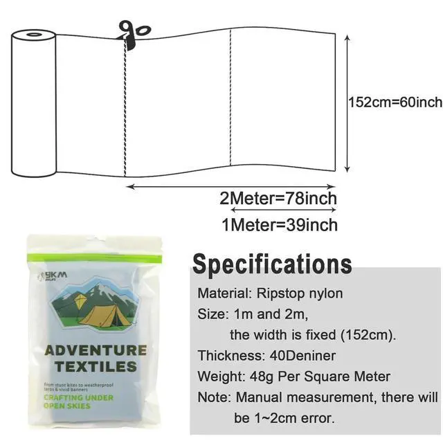 Alt view image 6 of 7 - E Fabric, Black Waterproof Ripstop Nylon Fabric 40D, 60x39 Inches, Lightweight, PU Coating, Airtight Fabric for Kite, Tent, Flag, Bag, Tarp Cover, DIY Project