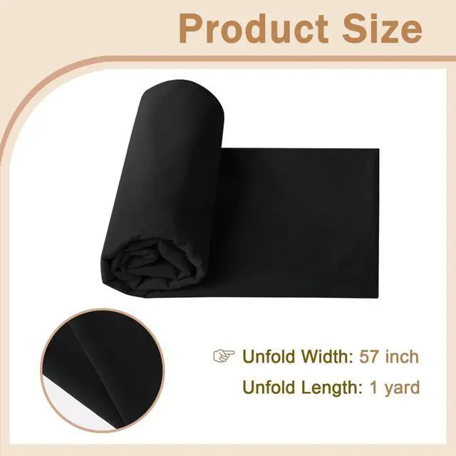 Alt view image 2 of 7 - Cotton Polyester Broadcloth Fabric 57" Wide by The Yard Soft, Lightweight & Breathable Material for Sewing, Lining, Curtains, Bedding & DIY Projects (Black, 1 Yard)