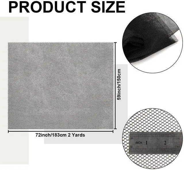 Alt view image 2 of 7 - 59" x 72"(2 Yards) Black Mesh Fabric