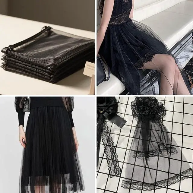 Alt view image 6 of 7 - 59" x 72"(2 Yards) Black Mesh Fabric