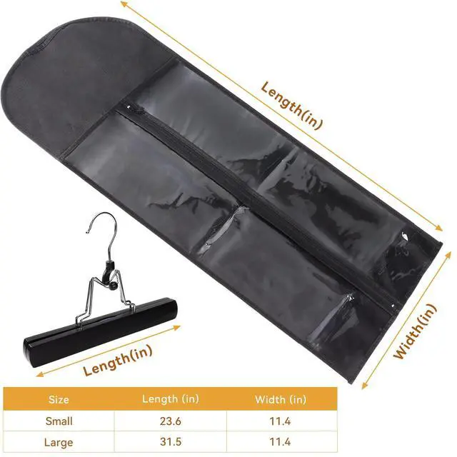 Alt view image 2 of 7 - 1 Pack Wig Storage Bag with Hanger Hair Extensions Wig Storage Extra Long Hair Extension Holder with Transparent Zip Up Closure (Size Large)