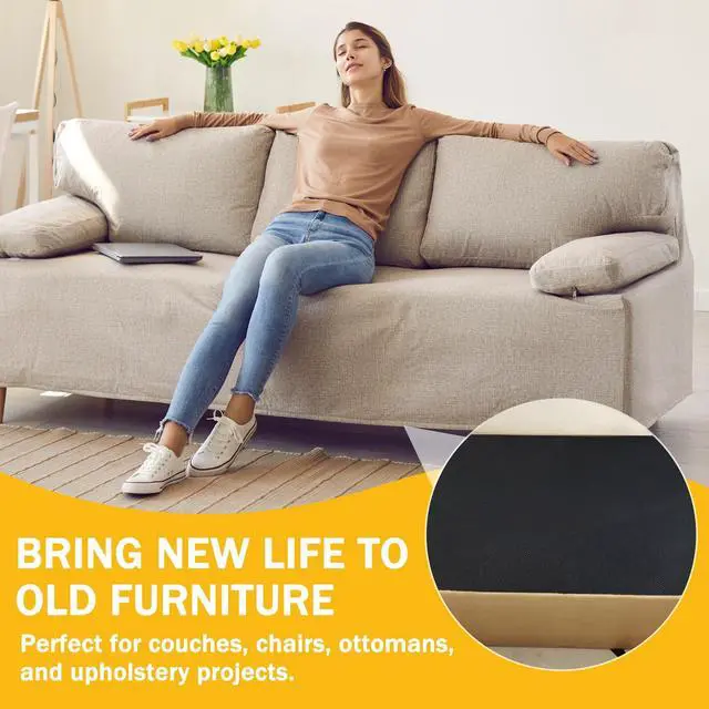 Alt view image 2 of 7 - Upholstery Cambric Dust Cover Fabric, 60 Inch x 3 Yard Replacement for Underside of Couch, Chairs, Box Spring Foundations, Upholstering Project, Black (Regular Weight | 1.2 oz Per Square Yard)