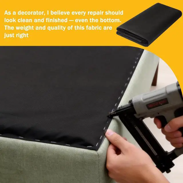 Alt view image 5 of 7 - Upholstery Cambric Dust Cover Fabric, 60 Inch x 3 Yard Replacement for Underside of Couch, Chairs, Box Spring Foundations, Upholstering Project, Black (Regular Weight | 1.2 oz Per Square Yard)