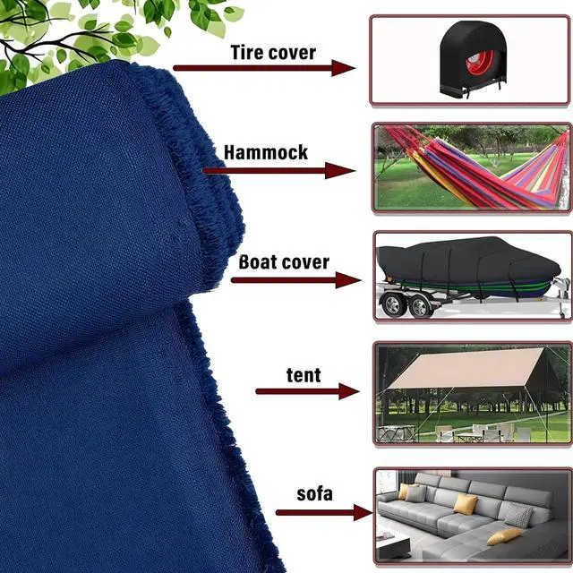Alt view image 4 of 7 - 600D Fabric by The Yard, 58" W 600D Upholstery Polyester Material, Indoor Outdoor Water Resistant Fabric for Chair Cushion Furniture Cover Sewing DIY Cloth, 1 Yard Navy Blue