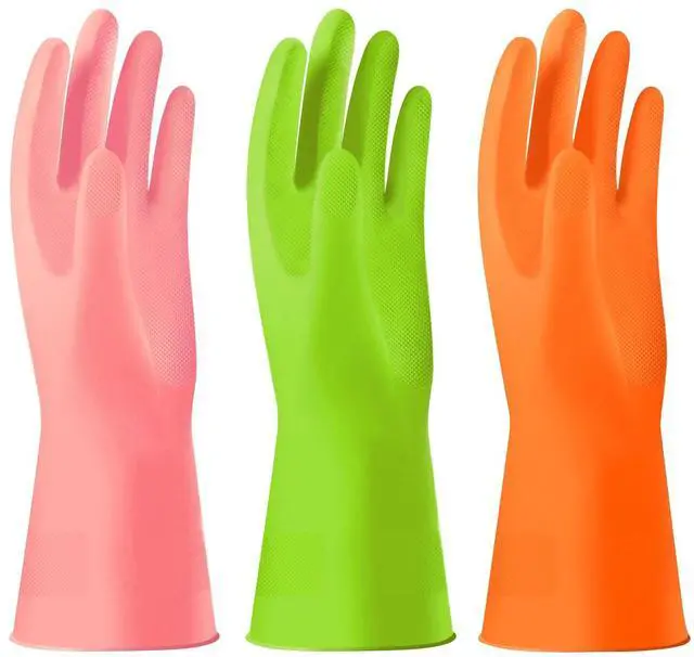 Main image of Colors Rubber Dishwashing Gloves Without Liner, Reusable Cleaning Gloves Latex Free, Waterproof Household Cleaning Gloves for Laundry, Gardening(Large)